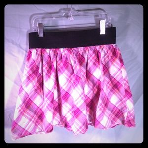 Pink plaid skirt