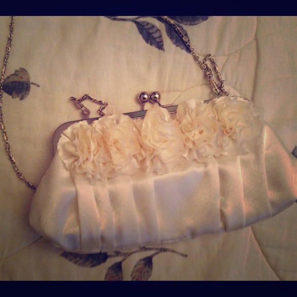 Off white silky prom or homecoming clutch