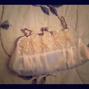 Off white silky prom or homecoming clutch