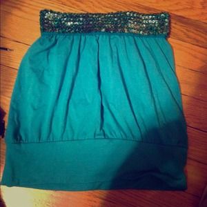 Blue Sequin Tube Top