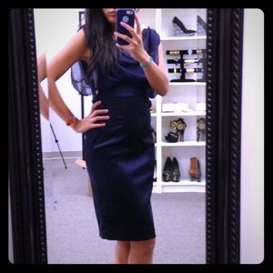 LA PERLA Collezioni navy boned chiffon dress