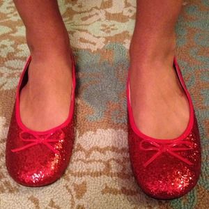 Red glitter flats