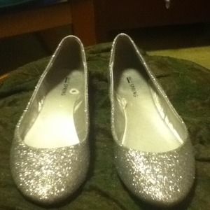 Silver Glitter Ballet Flats