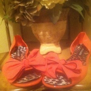 Tangerine gel flats with cheetah sole