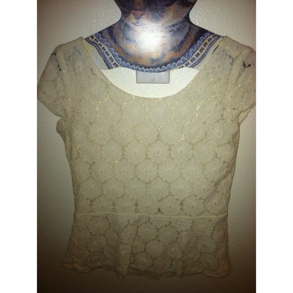 White Lace Peplum Top - Picture 1 of 2