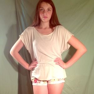 Cream cold-shoulder blouse