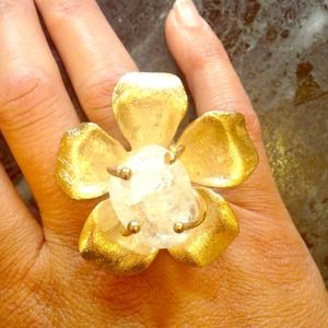 Statement flower ring with crystal centerpiece