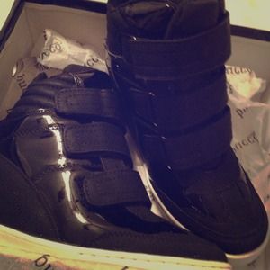Brand New Bucco Black Wedge Sneakers with straps!