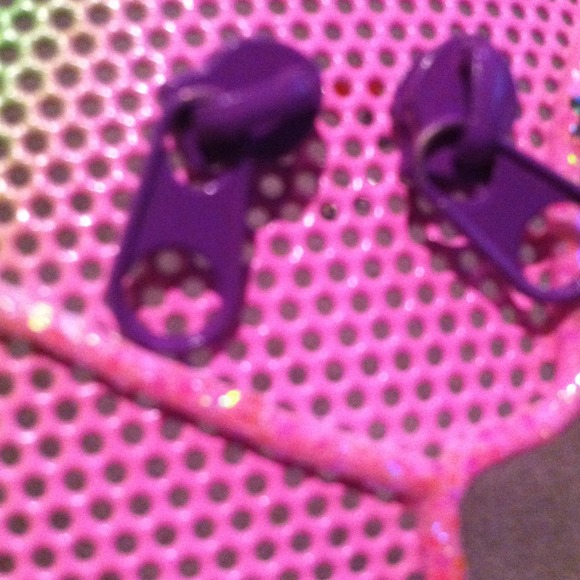 Purple zipper earrings - Picture 2 of 2