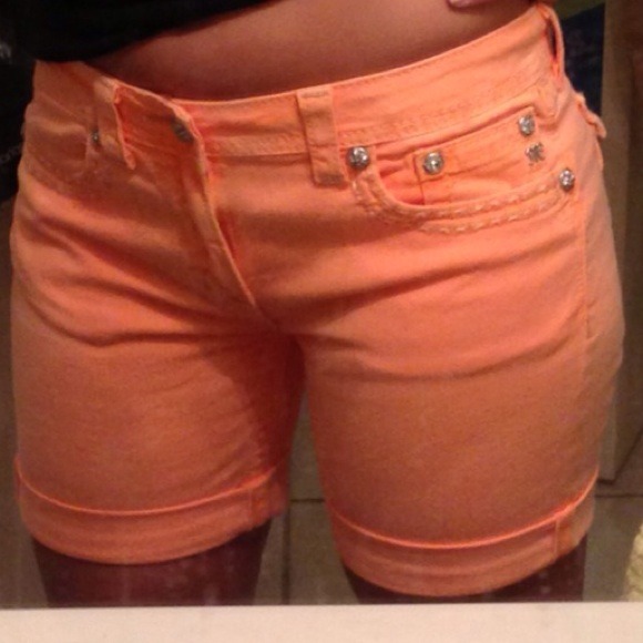 Orange thick stitched Miss Me "boyfriend" shorts - Picture 2 of 4