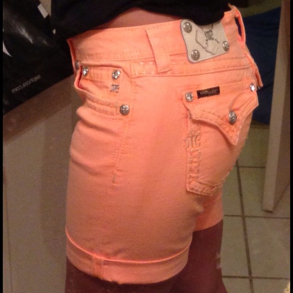 Orange thick stitched Miss Me "boyfriend" shorts - Picture 3 of 4