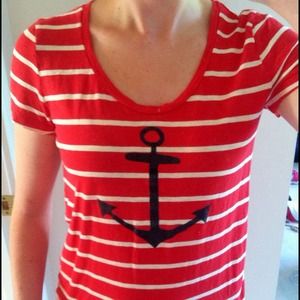 J. Crew Striped Anchor T-Shirt