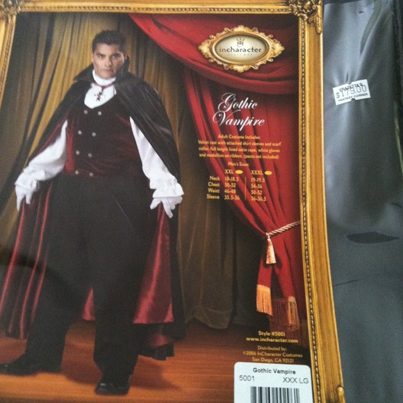 Men's gothic vampire Halloween costume size xxxl