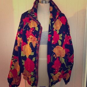 Super cute floral zip-up windbreaker!