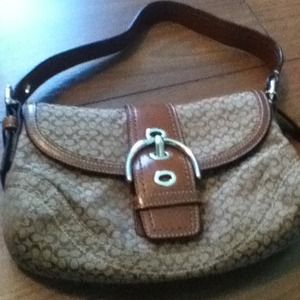 Small Coach cloth and leather purse