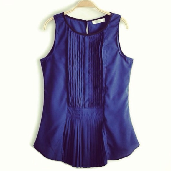 Navy Tank Blouse - Picture 1 of 2