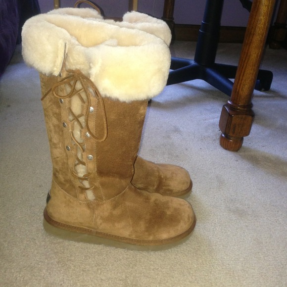 Chestnut tall uggs lace up