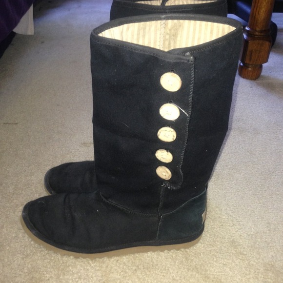 Black tall uggs button up fabric