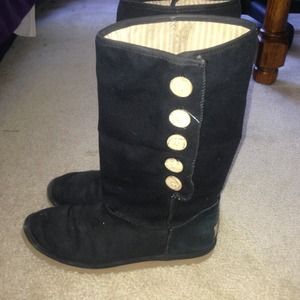Black tall uggs button up fabric