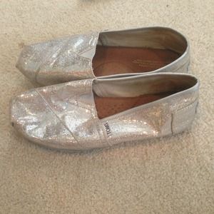 Silver Sparkly TOMS shoes!
