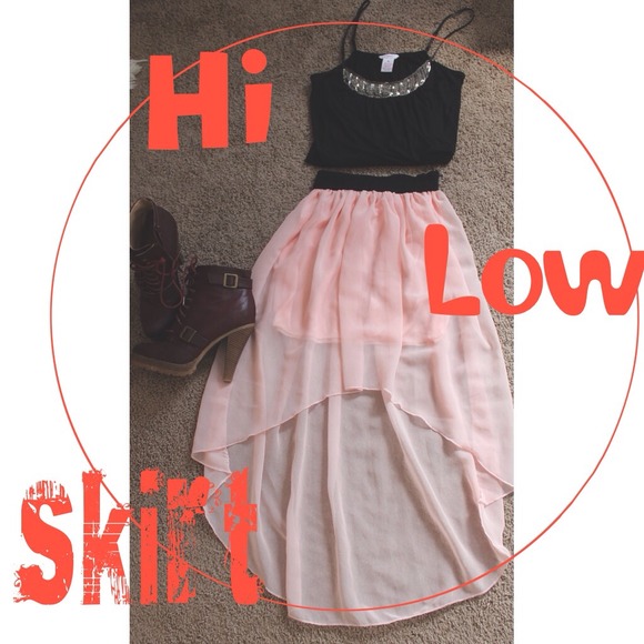 NWOT Light pink high-low maxi skirt