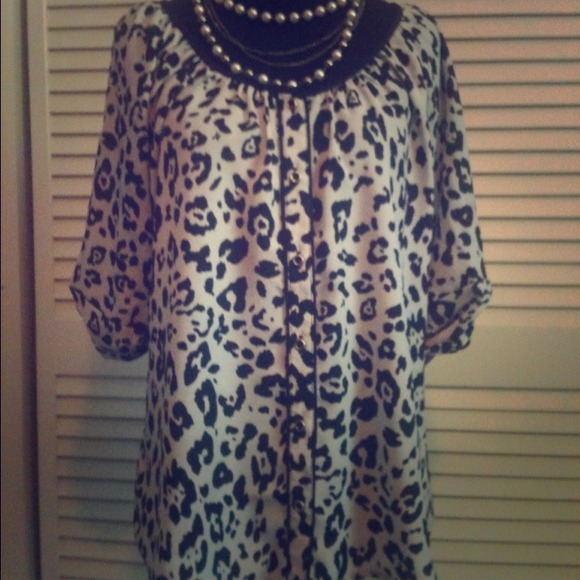 SOLD in Bundle Cream & Black animal print shirt