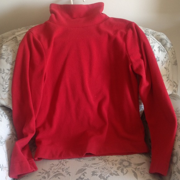 Red fleece turtleneck