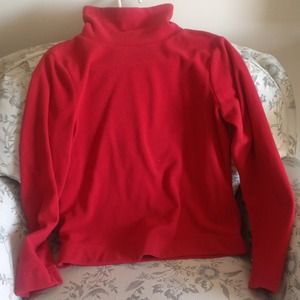 Red fleece turtleneck