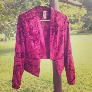Red crushed velvet jacket