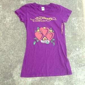 Purple bedazzled Ed Hardy t-shirt