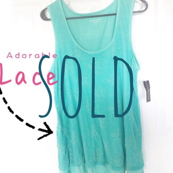 metaphor  Tops - SOLD NWT teal lace tank top