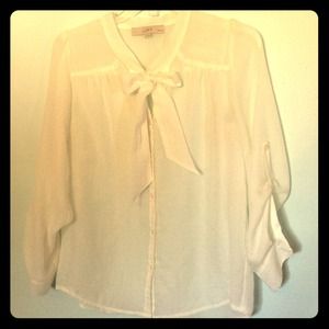 Sheer White Blouse w/ Bow