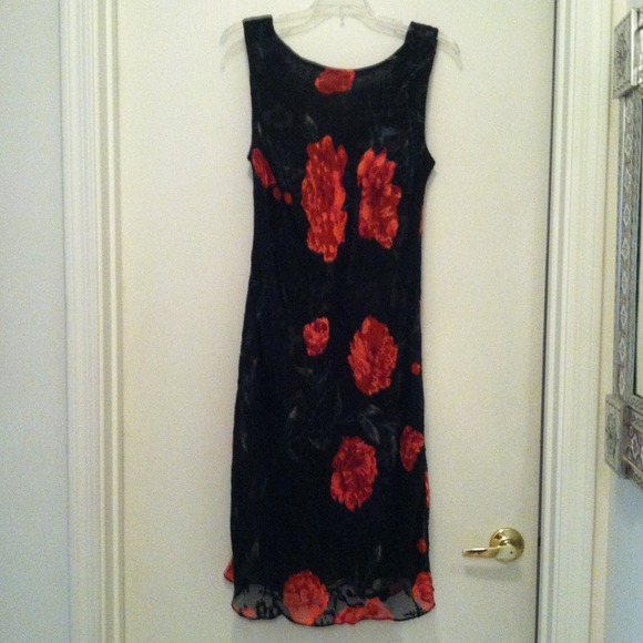 Adorable black dress with red flowers
