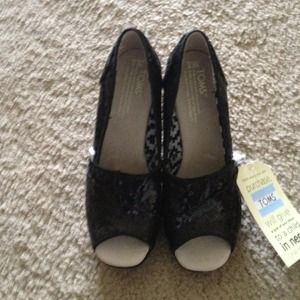 Black sequin Toms! Brand new!!!