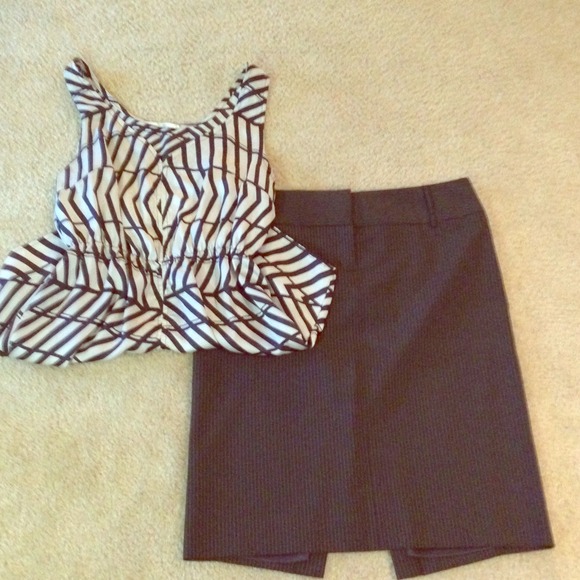 Striped Lined Pencil Skirt with back vent!