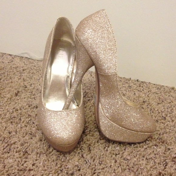 Gold sparkly heels