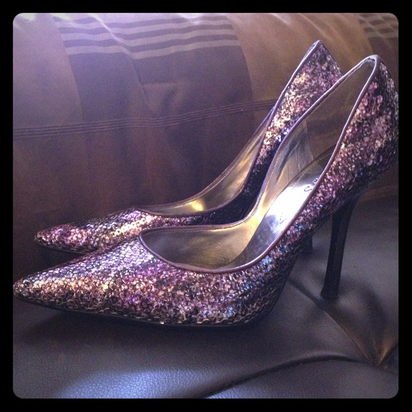 Guess Purple Sequin Heels