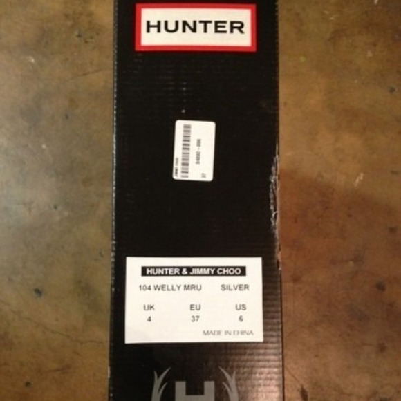 Hunter Jimmy Choo  silver grey croc rainboots - Picture 3 of 8