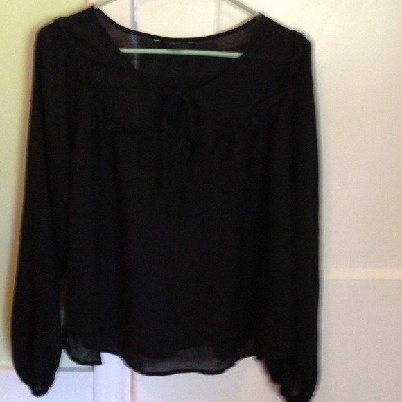 Reserved!!Black chiffon sheer blouse