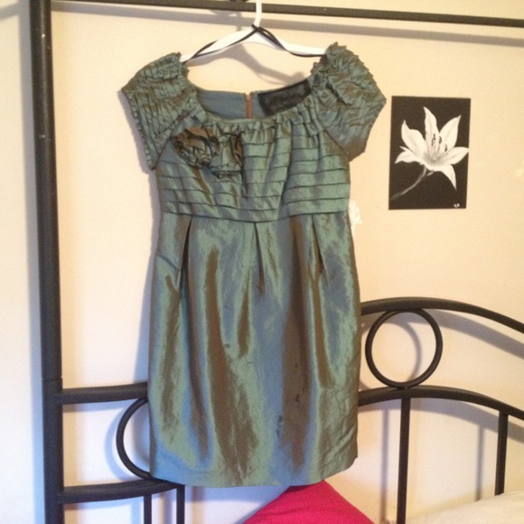 F21 12 by 12 Dusty Blue Brown Party Dress Small