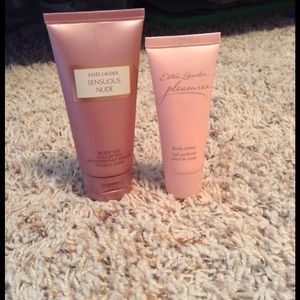 EL lotions + grey dress w/ lace neckline