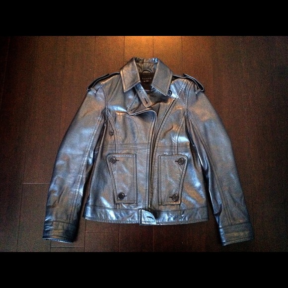 Theory metallic leather jacket