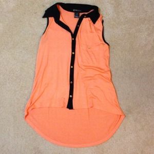 Orange Hi-Low Sleeveless Shirt