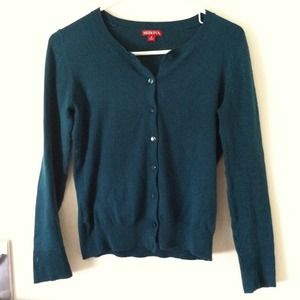 Teal colored cardigan