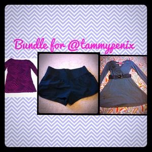 Zebra shirt, Black shorts, grey dress