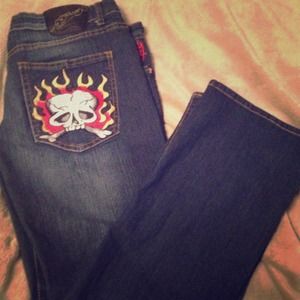 💥 Hold for bobbie_1 💥 Ed Hardy Jean Flame Pocket