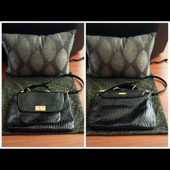 Rebecca Minkoff Black Croc Embossed Covet Bag - Picture 2 of 4