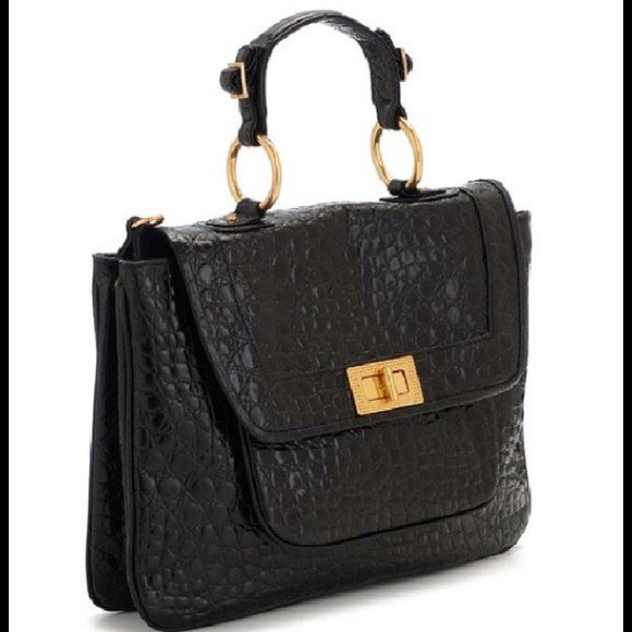 Rebecca Minkoff Handbags - Rebecca Minkoff Black Croc Embossed Covet Bag