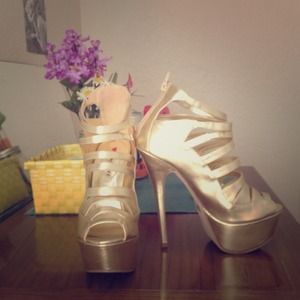 Light Gold Gladiator Pumps.