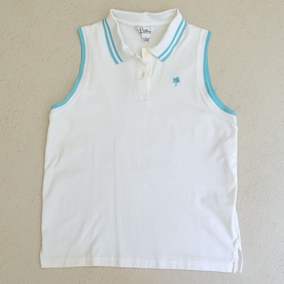 Lilly Pulitzer Tops - NWOT • Lilly Pulitzer White & Aqua Sleeveless Polo